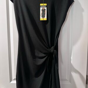 Nicole Miller Elegant Black Knot Midi Dress